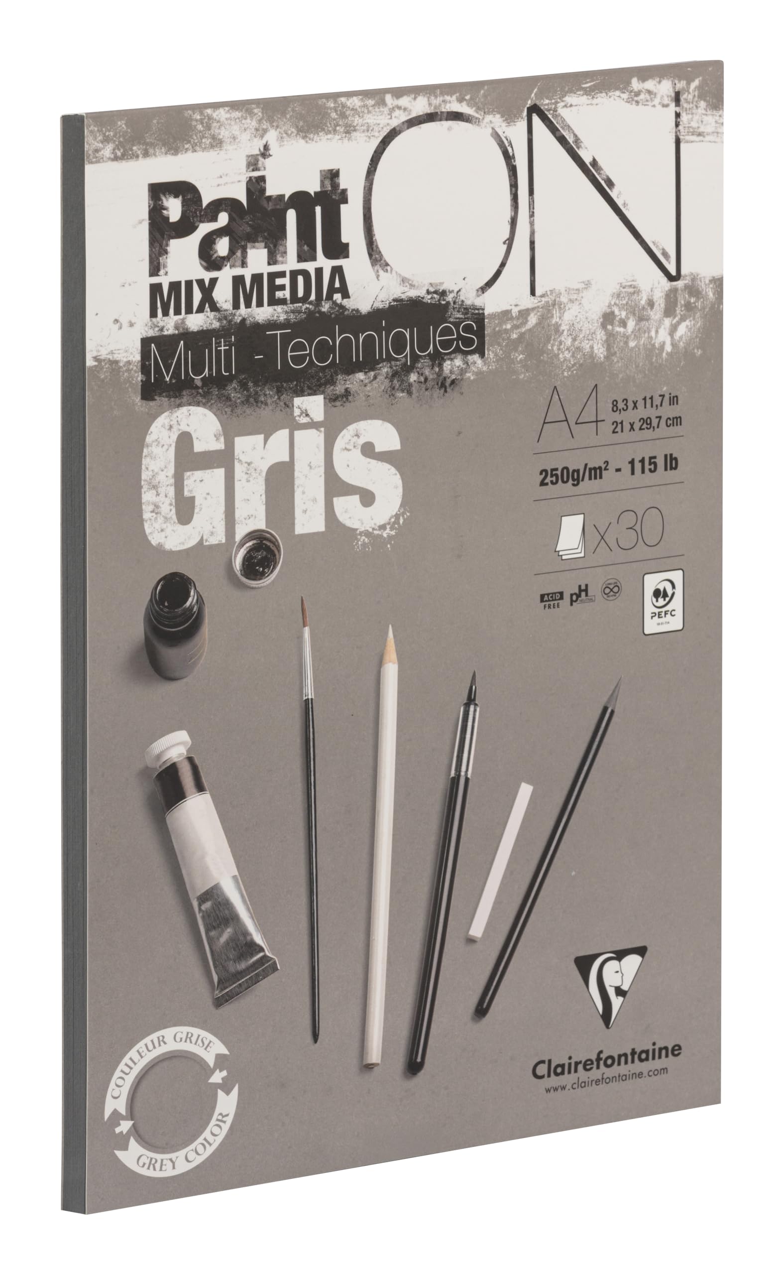 Paint'On Grey Paper Pad, 250 g, A4, 30 Sheets