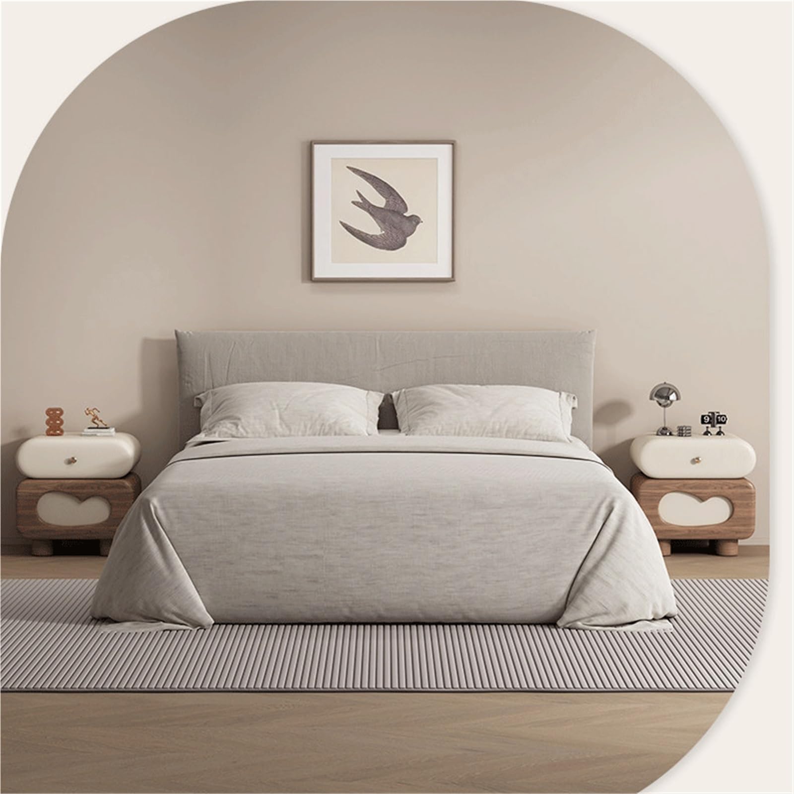 Mesita de Noche Mesita de Noche Madera Maciza Gabinete Moderno con Borde for Dormitorio(Pequeño)