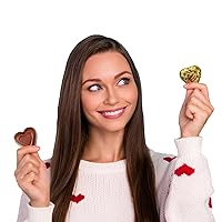 Vista 3 de Fruidles Corazones cremosos de chocolate con mantequilla de maní con leche de San Valentín, golosinas navideñas, láminas envueltas individualmente