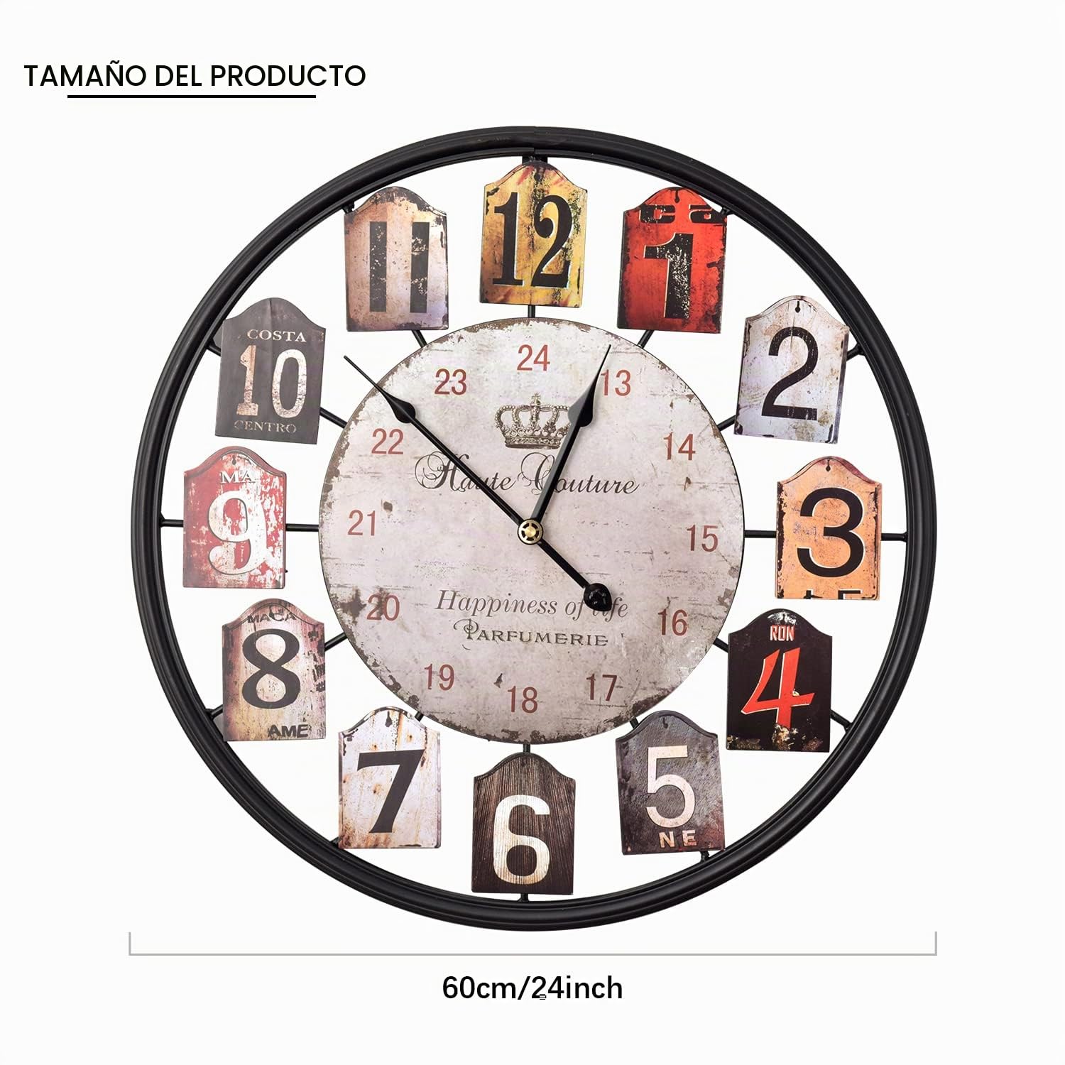 Yumyolk Reloj de Pared - Color Multicolor - Moda Reloj de Pared 60cm