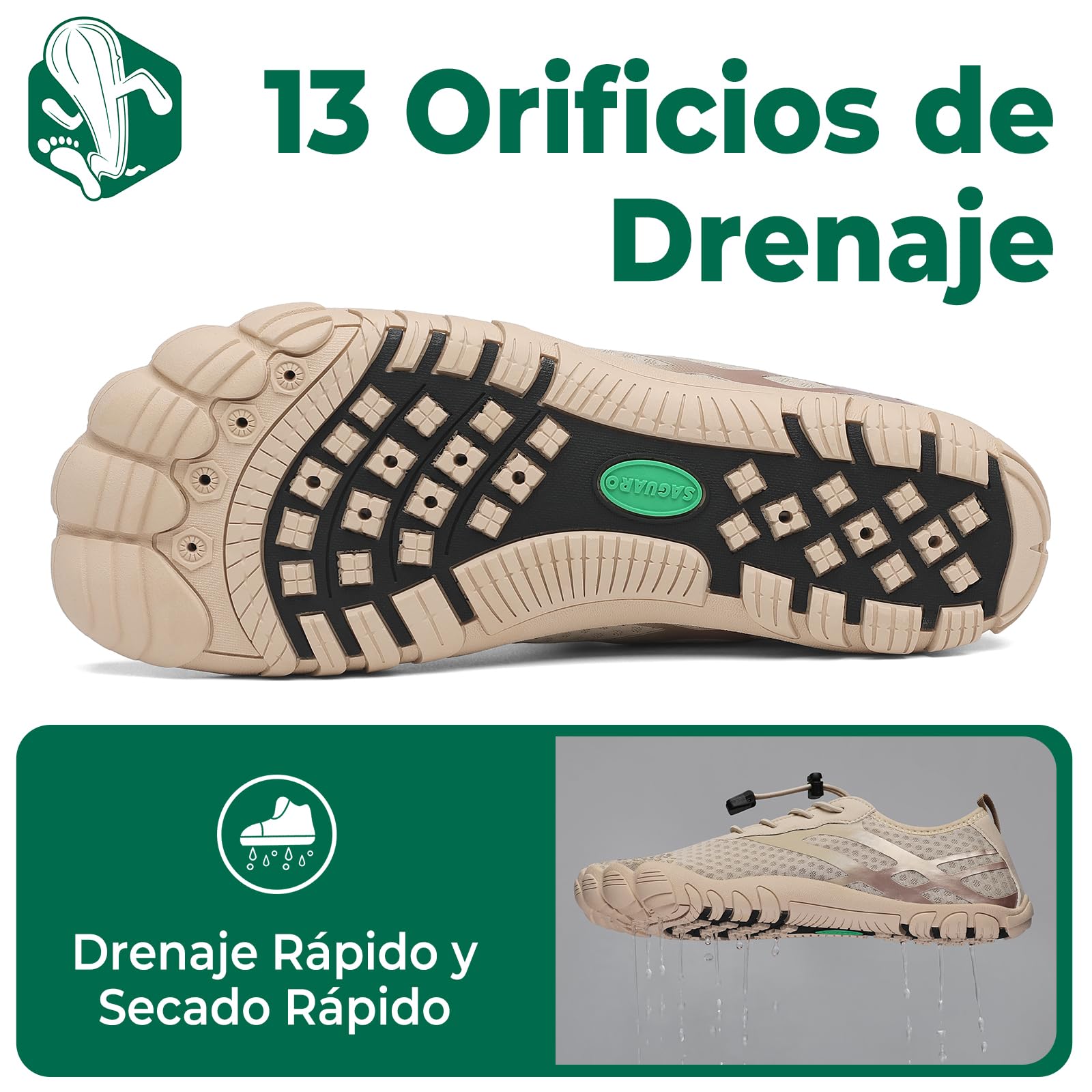 SAGUARO Escarpines Hombre Mujer Secado Rápido Barefoot Zapatillas de Agua Gr.36-48 — view 4