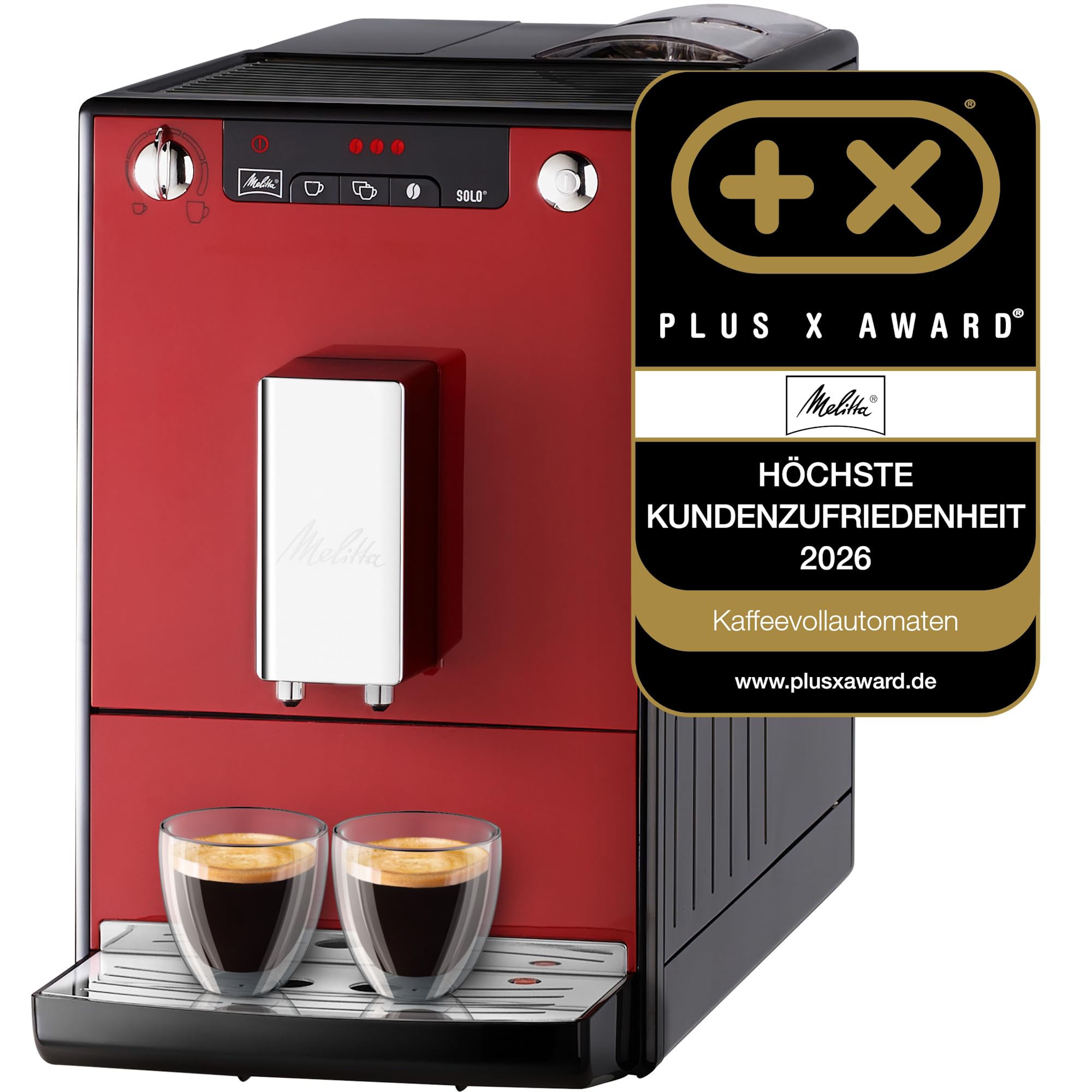 Melitta Caffeo Solo E950-104, Schlanker Kaffeevollautomat mit Vorbrühfunktion, Rot