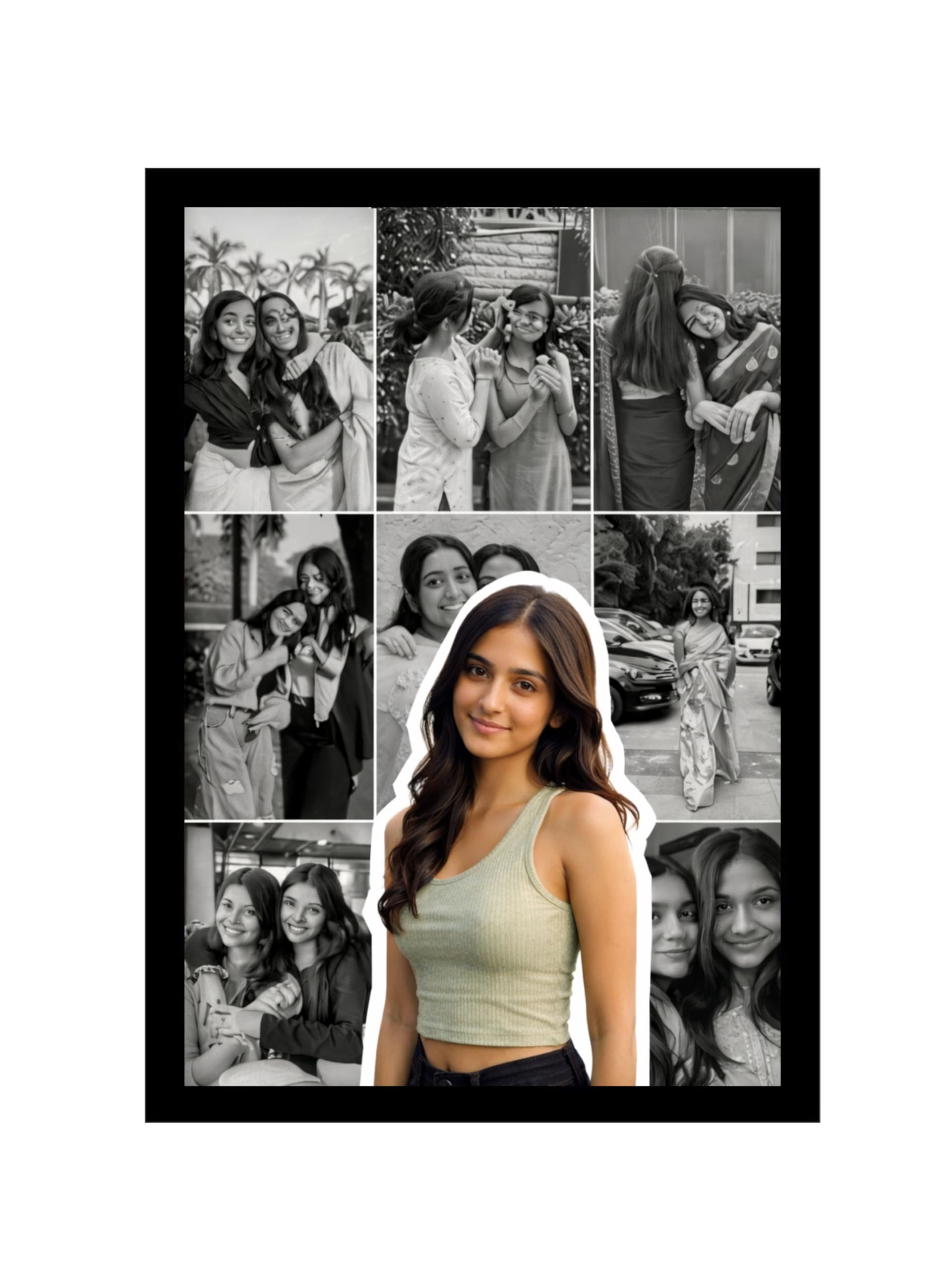 SHYAM BABA customised Photo Collage Frame, photo frame customised gift | A4 Size 8x12 Inches Gift for Birthday and Friendship, Wall Mountable Picture Display (Black Collage Frame)-image-31