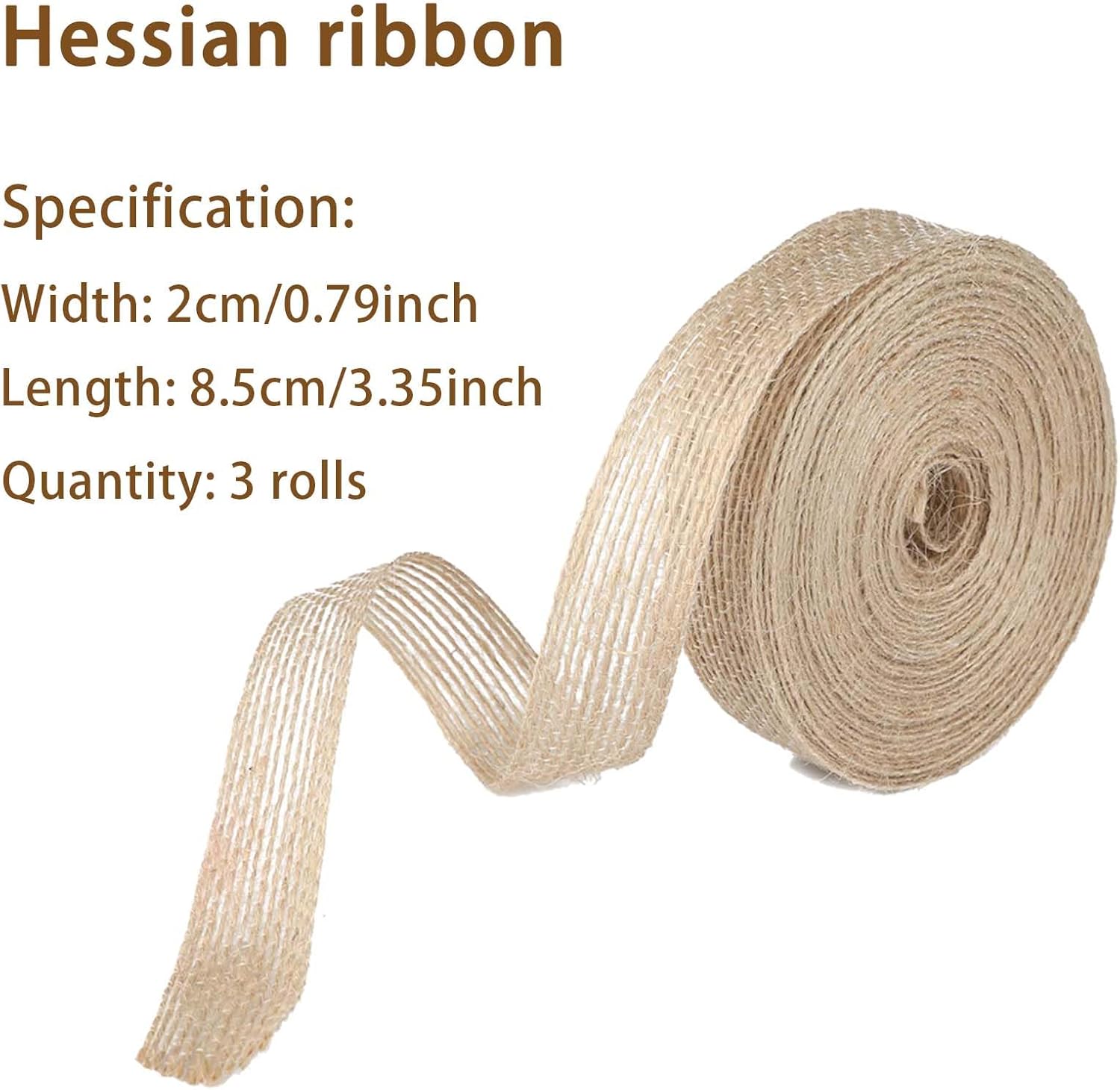 3 Pcs Hessian Ribbon, Burlap Ribbon, Natural Ribbon, Hessian Ribbon Christmas Ribbon Vintage Hessian Craft Ribbon for Crafting Florist Packing Wedding & Christmas Decorations, yellow