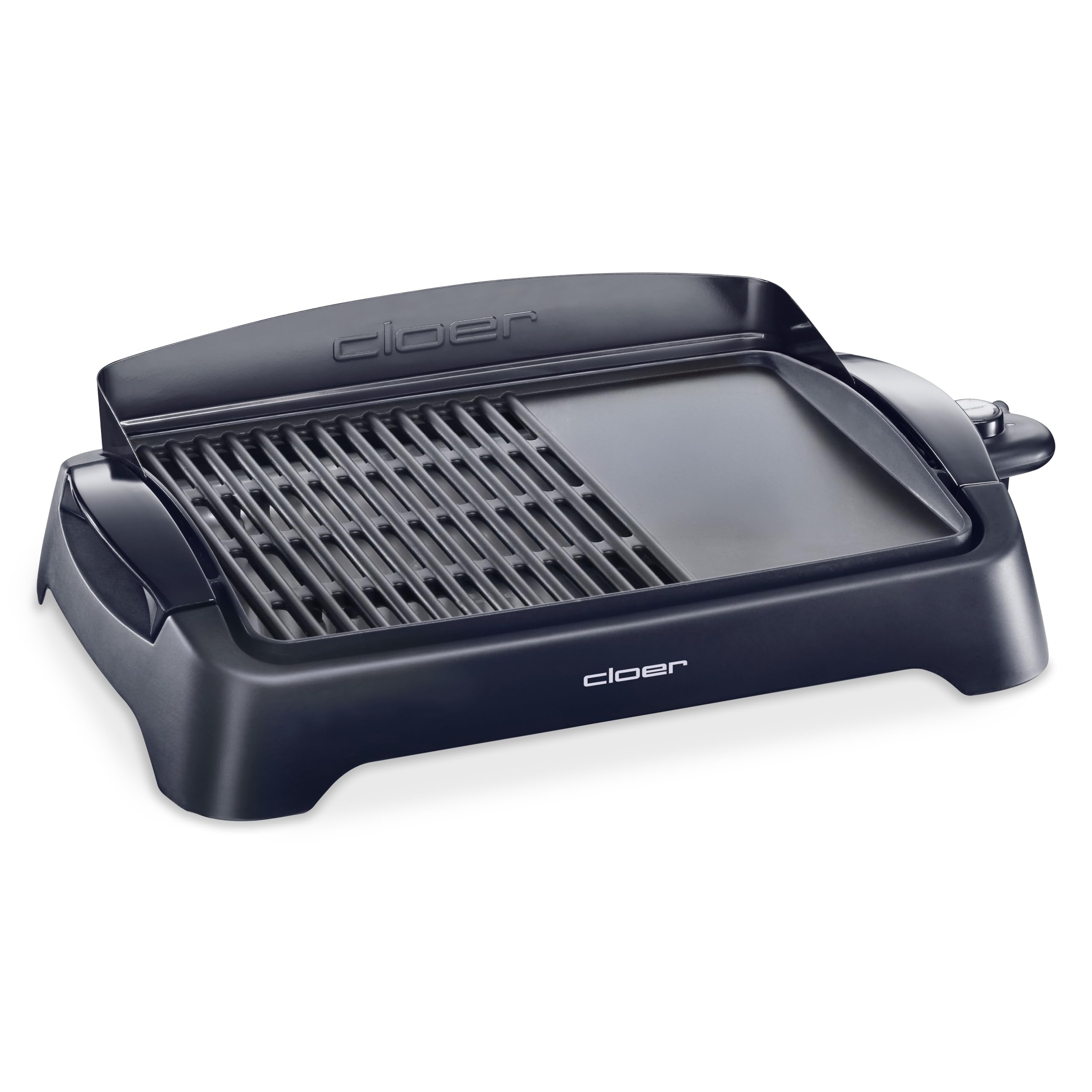 Cloer 656 Barbecue Elektrogrill, Tischgrill mit Spritzschutz, große Grillfläche 43 x 30,5 cm, Antihaftbeschichtung, 2000 Watt, schwarz