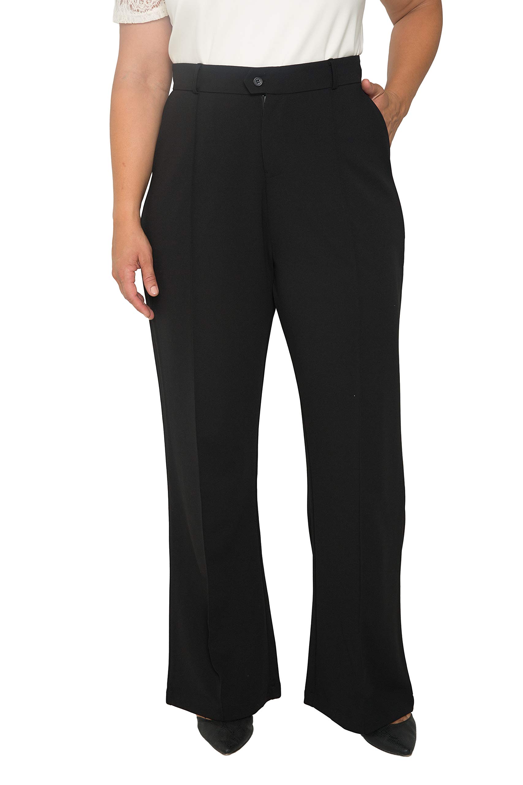 Standards Practices Plus Size Womens Pintuck Stretch Crepe Wide Leg Trouser - Black