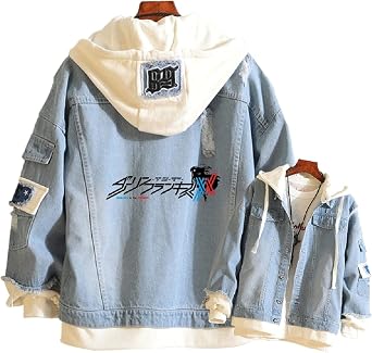 ISaikoy Anime Darling in the FranXX Denim Jacket Hoodie Pullovers Sweatshirt Fleeces Costume
