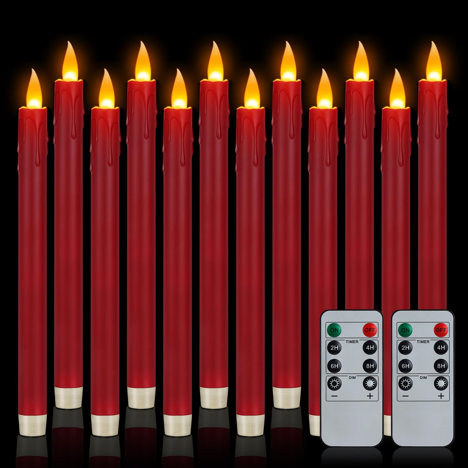 Bougies coniques bordeaux à piles pour un éclairage de table sécurisé - 8