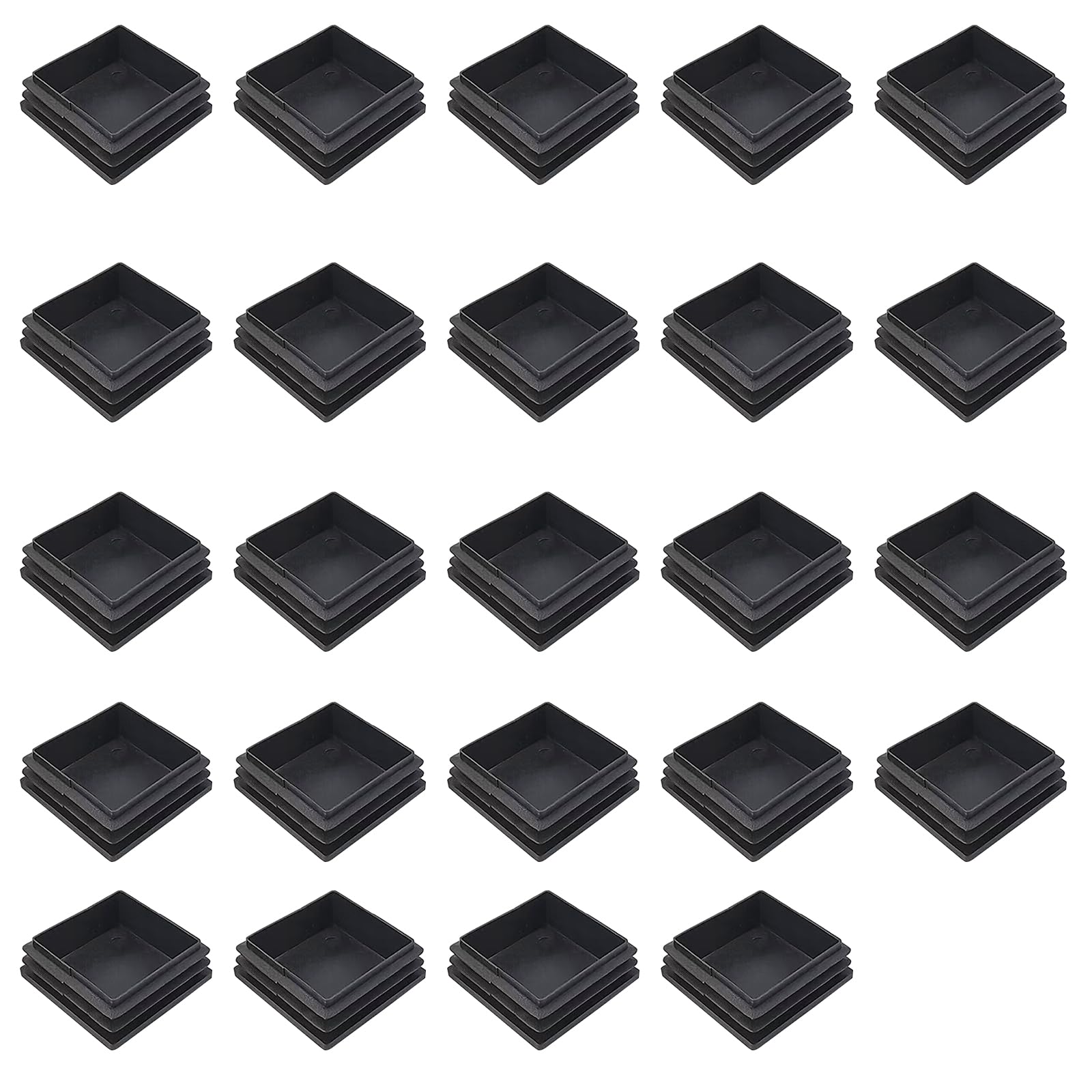 50 * 50mm Square Plastic Plugs,Square Plastic End Caps in 24pcs,Chair Leg Pipe Tube Insert Blanking Cover,End Cover Caps for Furniture,Tables,Chairs