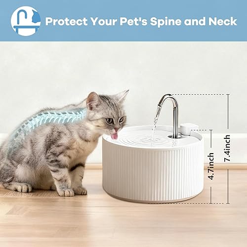 Miniatura 5 de Fuente de agua de cerámica para gatos, fuente de cerámica para gatos de 2.2 L78 onzas, fuente de agua automática de cerámica para gatos, fuente de