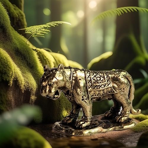 Miniatura 8 de Lleva la buena fortuna a casa con nuestra estatua de tigre dorado de latón en miniatura, adorno de animal Feng Shui para decoración artística del