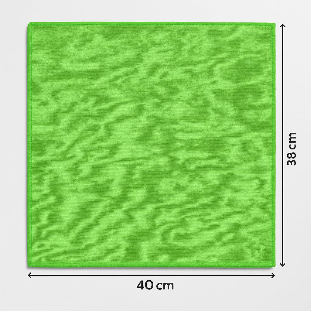 Sanjoma Paño de Microfibra Multiusos, 40x38 cm, Verde, 320 g/m² | No desprenden Pelusas ni Dejan Huellas | Ideales para secar cristalerías y vajillas delicadas | Resisten 300 Lavados (150)