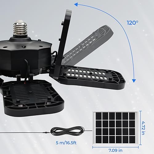 Miniatura 4 de Luz solar de cobertizo para exteriores e interiores con control remoto, 2 modos de iluminación, luces solares de alto brillo, luz LED de garaje para