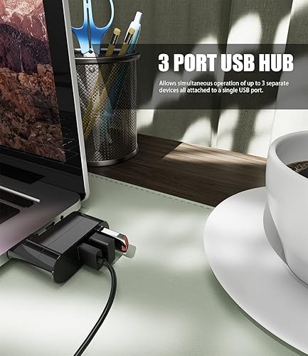 Miniatura 5 de BERLAT - Divisor de puerto USB 3 puertos USB 20 giratorio de 90180 para laptop Xbox Wii PS3 PC MAC Mac Book tablet pestañas consola impresora cámara