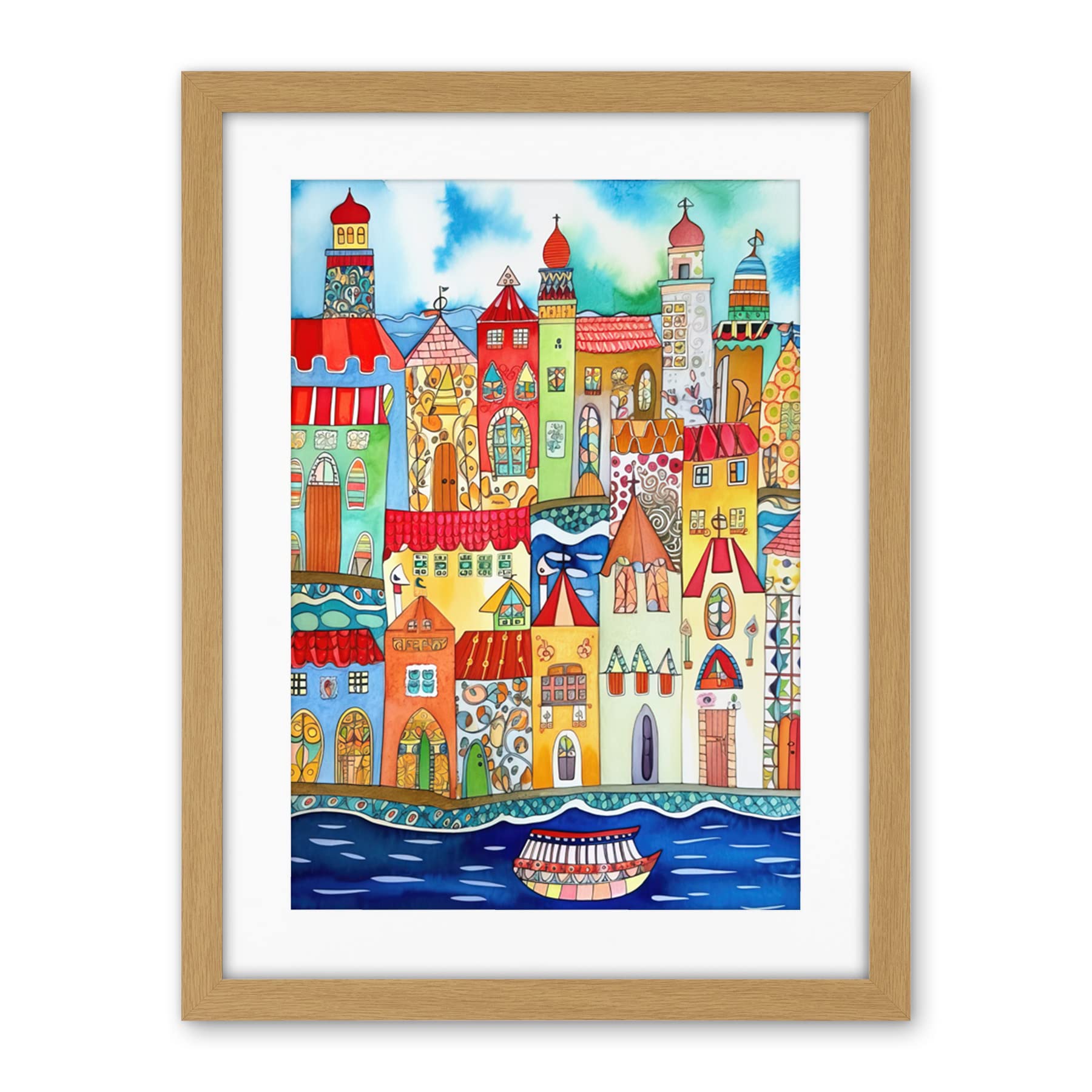 Artery8 Tangier Morocco Folk Art Artwork Framed Wall Art Print 18X24 Inch