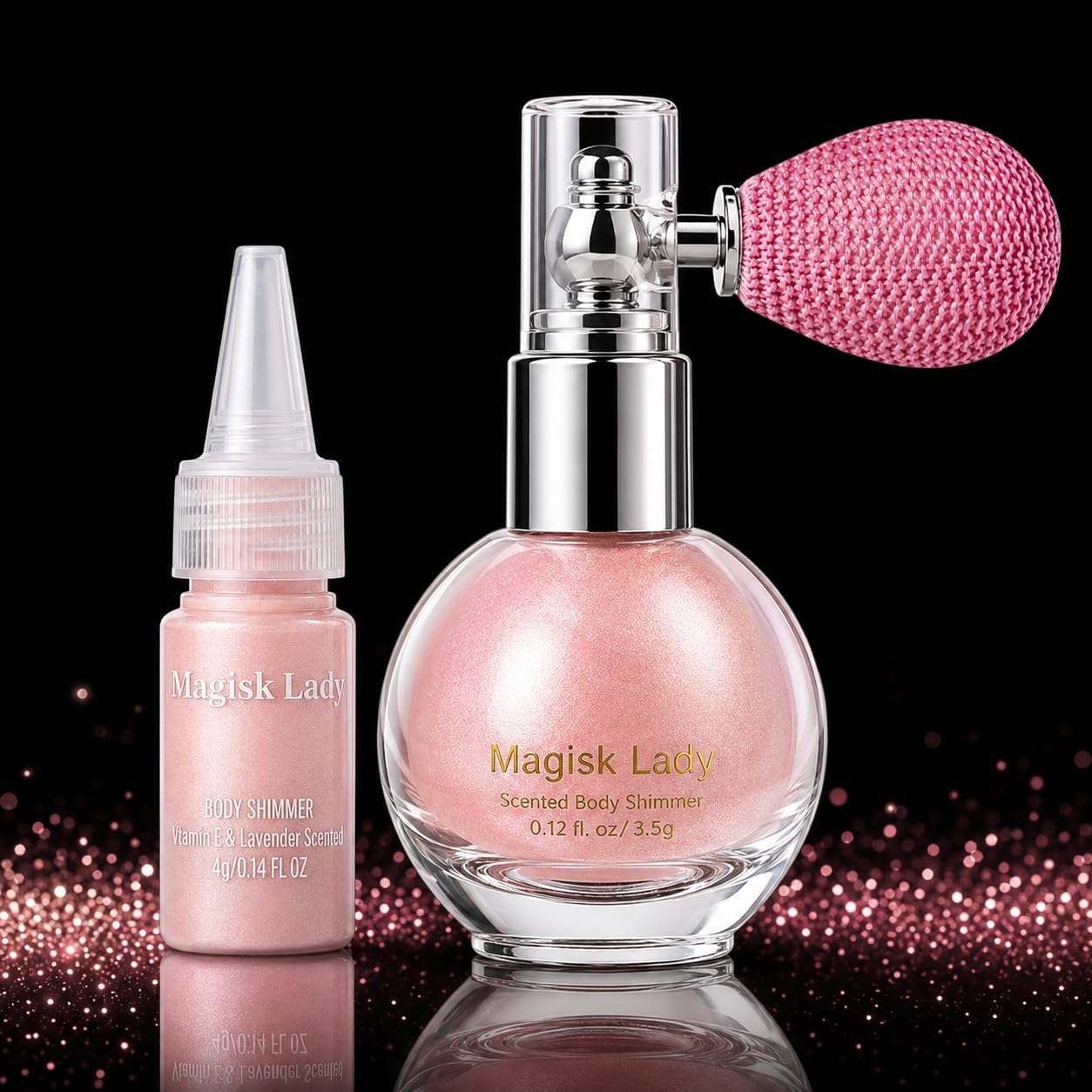 Champagne Shimmer Body Powder, Glitter Hair Spray, Body Glitter Spray for Hair and Body, Spray Glitter for Hair, Face Glitter Highlighter, Body Shimmer Spray for Skin, Body Glow Makeup