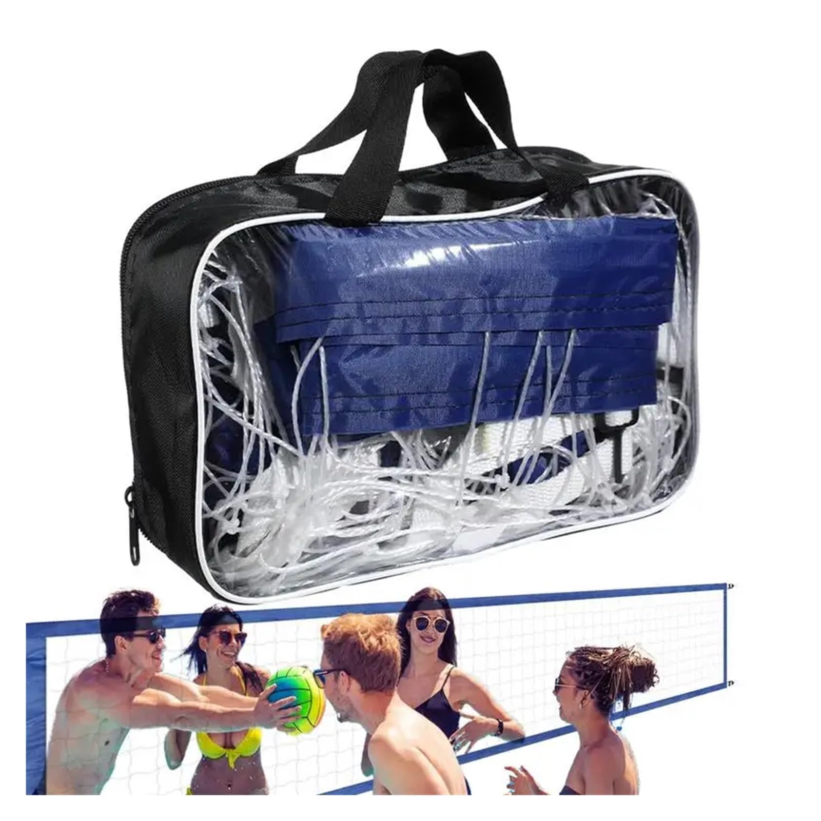 Filet de Volley-Ball Portable 15 x 3 Pieds avec Sac de Transport, Pliable, for entraînement, Piscine, Plage, pelouse pour Piscine