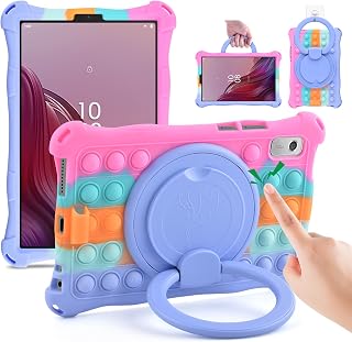 DETUOSI Silicone Case for Lenovo Tab M9 9.0 inch 2023 (TB-310FU), with Handle Kickstand, Adjustable Multi Angle Case for Tab M9 Tablet, Dazzling Pink
