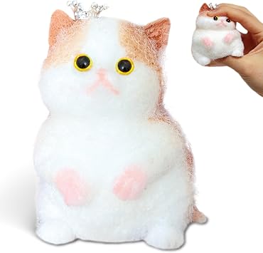 Kawaii Cat Taba Squishy Stress Balls, Kawaii Squishies, Squeeze Fidget Toys, Cat Taba Fufu Squishy Toy Squeeze Stress Balls for Kids, Party Favors, Classroom Prizes, Easter Basket Stuffers