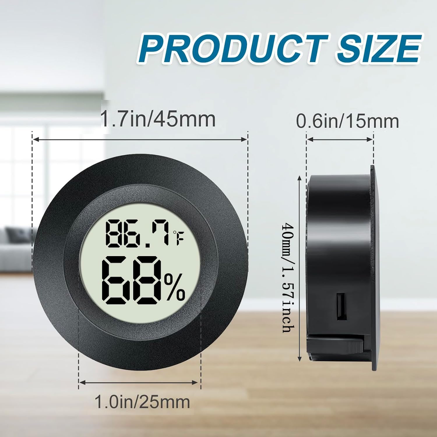 Paquete de 2 mini higrómetros digitales para interiores, monitor LCD, medidor de temperatura y humedad exterior para invernadero, tarros, incubadoras, funda de guitarra, Fahrenheit (℉) o