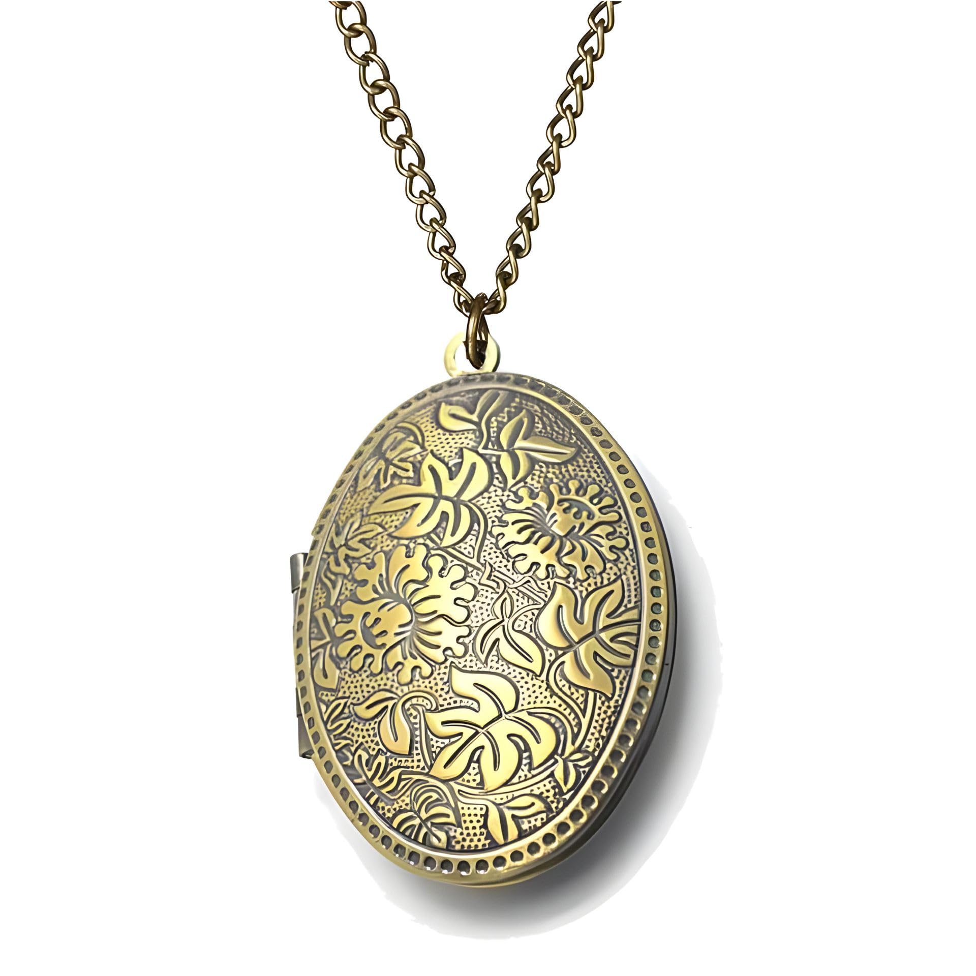 Brushed Antique Bronze Finish 'RusticEmbrace' Oval Memory Photo Locket Pendant Necklace With Chain | Vintage Keepsake & Birthday Valentine's Day Gift For Women And Girls (NK1458) 1 Piece Only-image-26