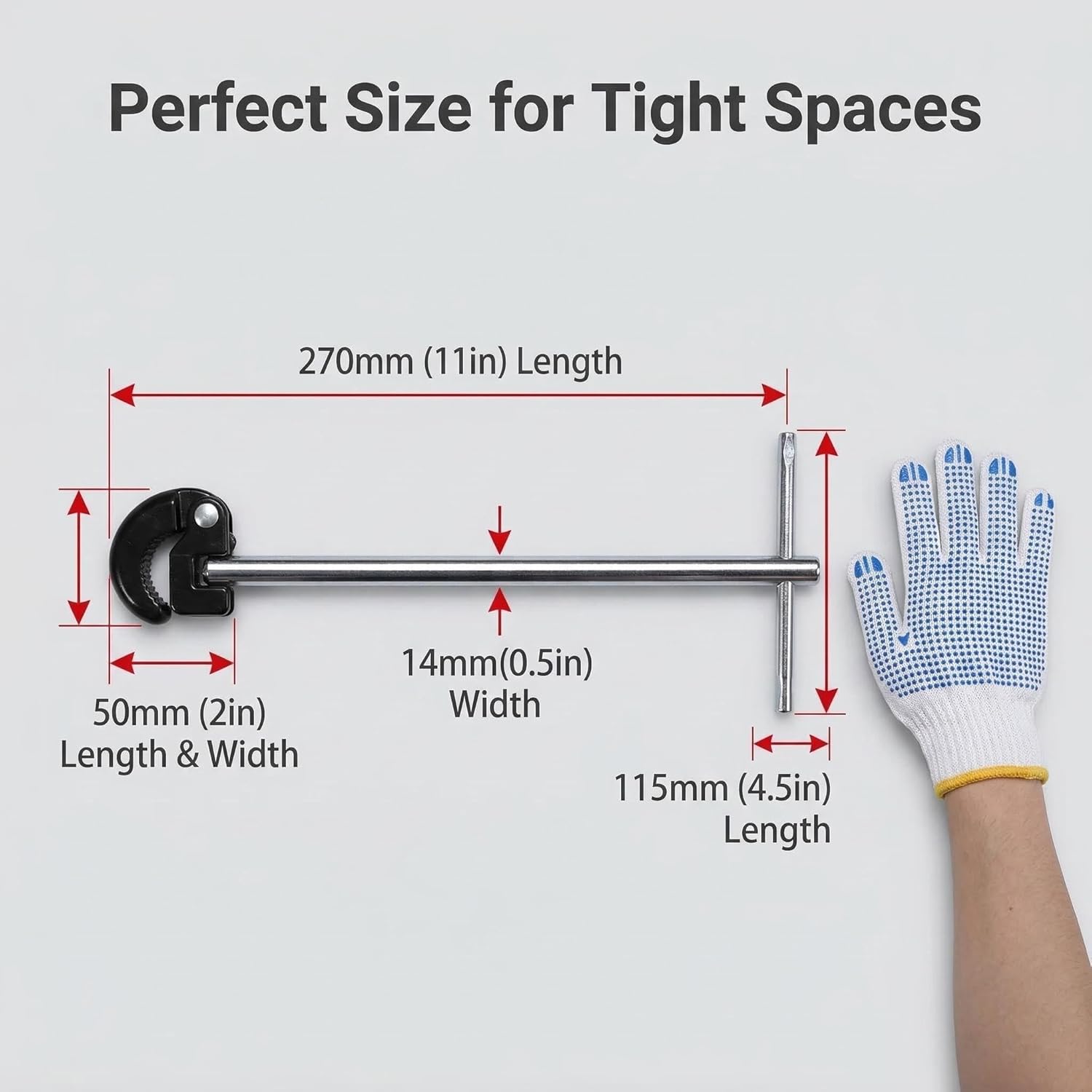 11" Sink Wrench Basin Wrench Adjustable Tap Nut Spanner Basin Spanner for Plumber Capacity of 3/8" to 1-1/4" for Under Sink