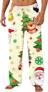 Men's Flannel Christmas Pajama Bottoms, Warm Winter Fuzzy Fleece Soft Lounge Pjs Pants with Pockets Sleepwear
