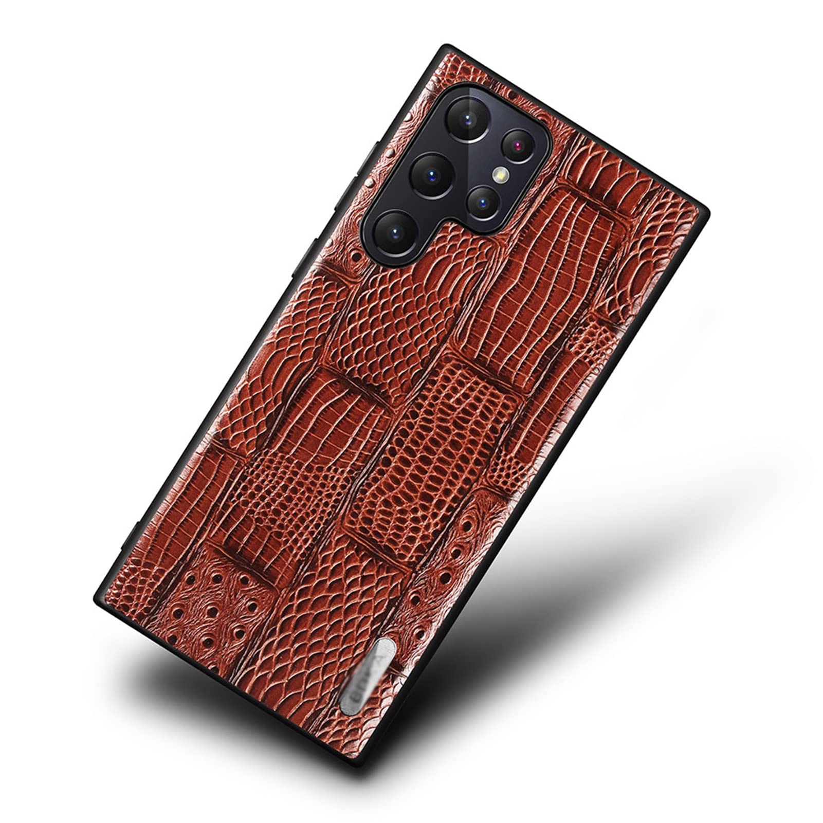 Etui do Samsung Galaxy S22/S22 Plus/S22 Ultra, elegancka, prawdziwa skóra, miękki uchwyt, tylna obudowa z miękką silikonową krawędzią, odporne na wstrząsy etui, brązowe 1, S22 Plus 6,7"