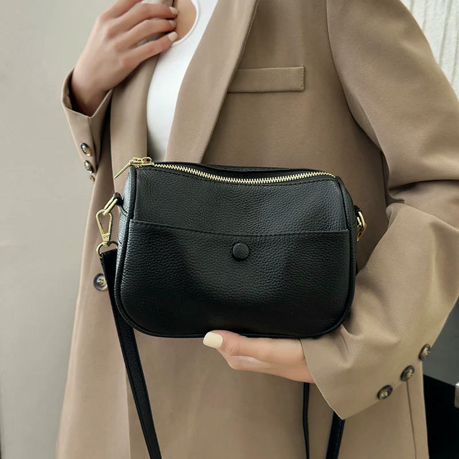 Borse Borsa A Tracolla E da Donna alla Moda in Morbida Pelle, Casual Vera Pelle Multistrato di Lusso