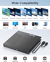 Vista 5 de Unidad Blu Ray externa 7 en 1, USB 3.0 y tipo C externa Bluray/DVD Burner y lector de tarjetas SD/TF, compatible con disco de 100 G R/W para PC