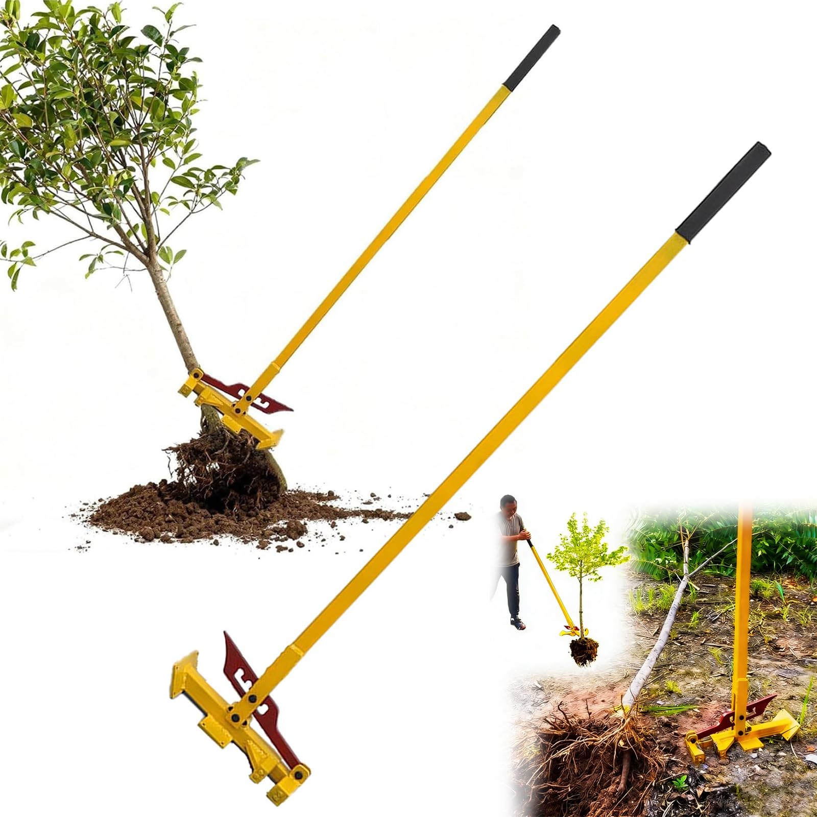 Herramienta de extracción de raíces de árbol de Servicio Pesado, Extractor de árbol dentado para pequeños Postes de Valla de arbustos de árboles, eliminación Manual de desmontaje de tocón de pie