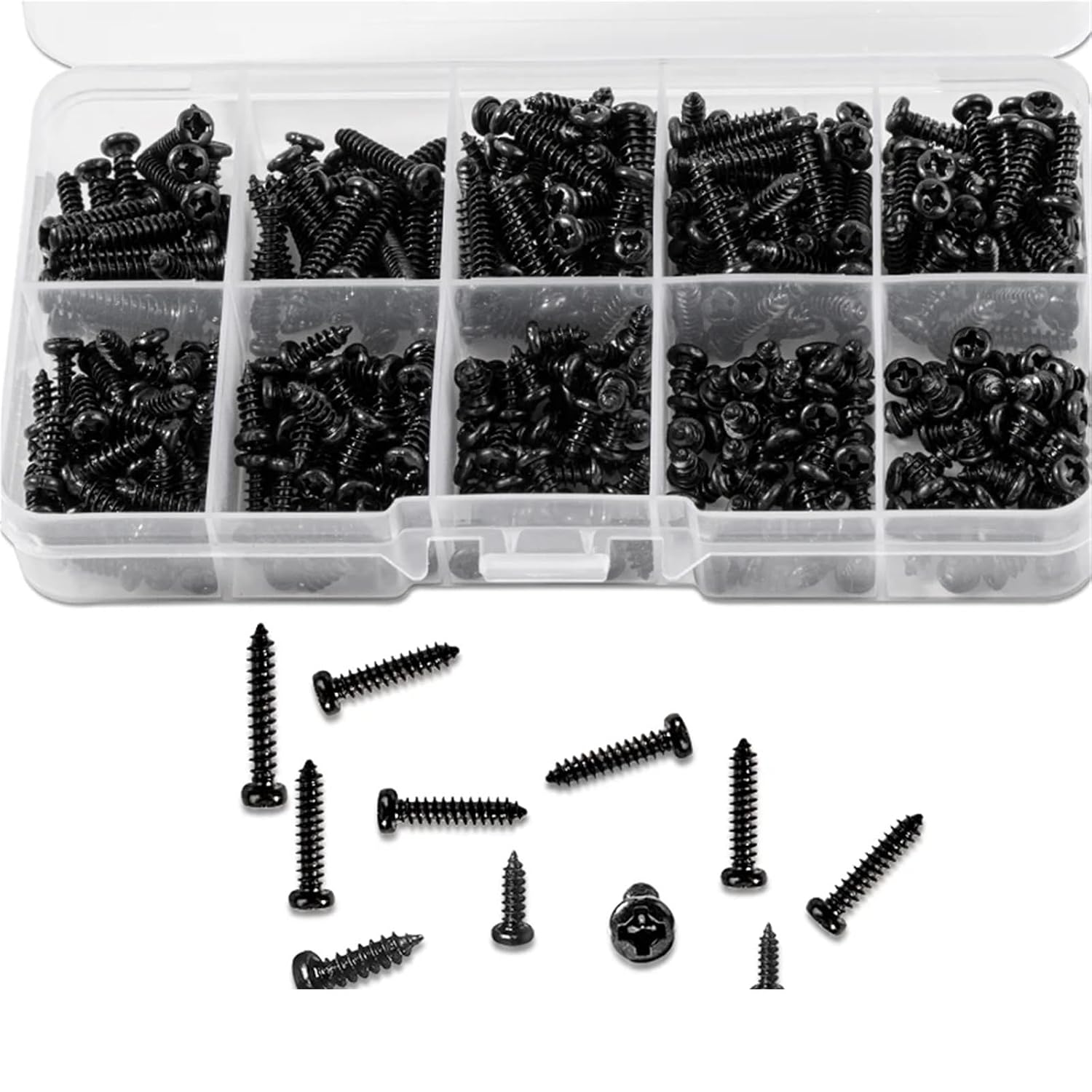 Micro Self-Tapping Wood Screw Kit 500pcs Carbon Steel Phillips Drive