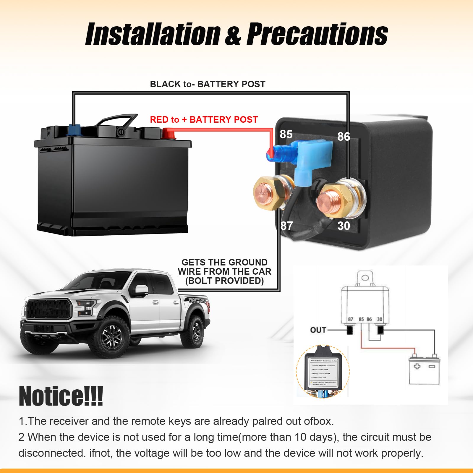 Remote Battery Disconnect Switch 12v, 250A, Prevent Battery Drain, With - View #9