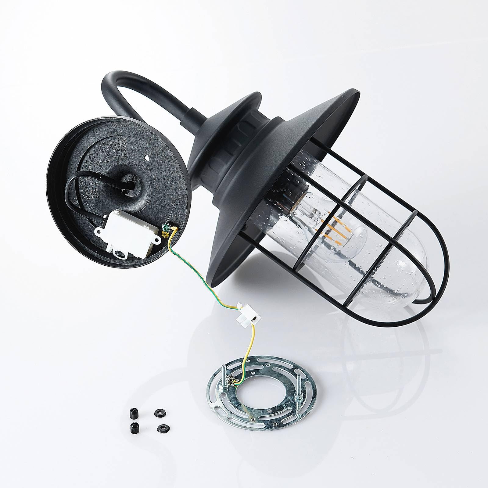 Lindby Wandleuchte außen (Laterne) Kyan (spritzwassergeschützt (Retro, Vintage Antik) in Schwarz aus Metall (1 flammig E27) - Außenwandleuchten Wandlampe Led Außenlampe Outdoor für