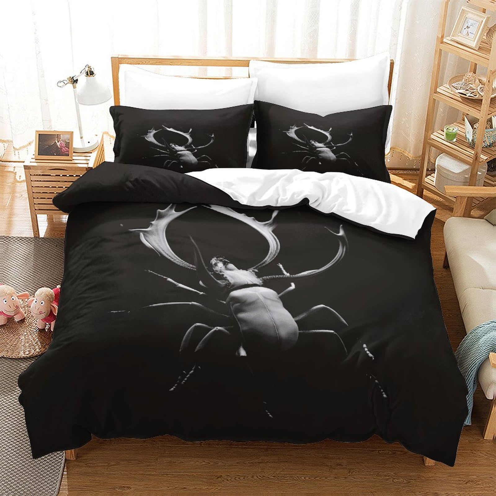 P1S9U7W5Y 3D Printed Beetle Pattern Duvet Cover Set 3 Pieces Microfiber Soft Breathable for Bedroom Decor Beetle Bedding Set for Teens Adults Home Dorm King（220x240cm）
