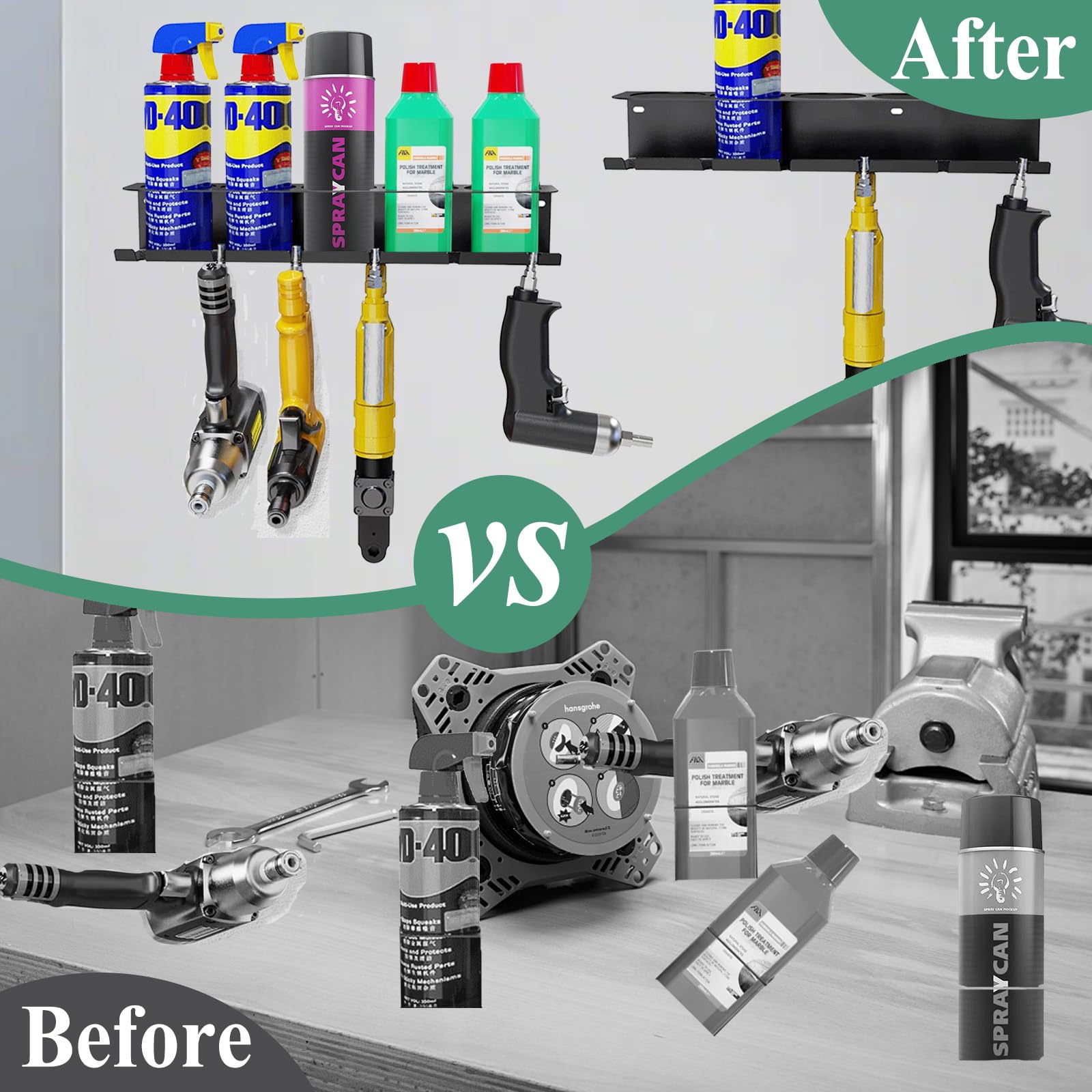 Porta Bombolette Spray, 2 Pezzi Portabottiglie Spray da Parete, Supporto per Bombolette Spray da Parete Porta Bombole Rack per Garage, Negozio