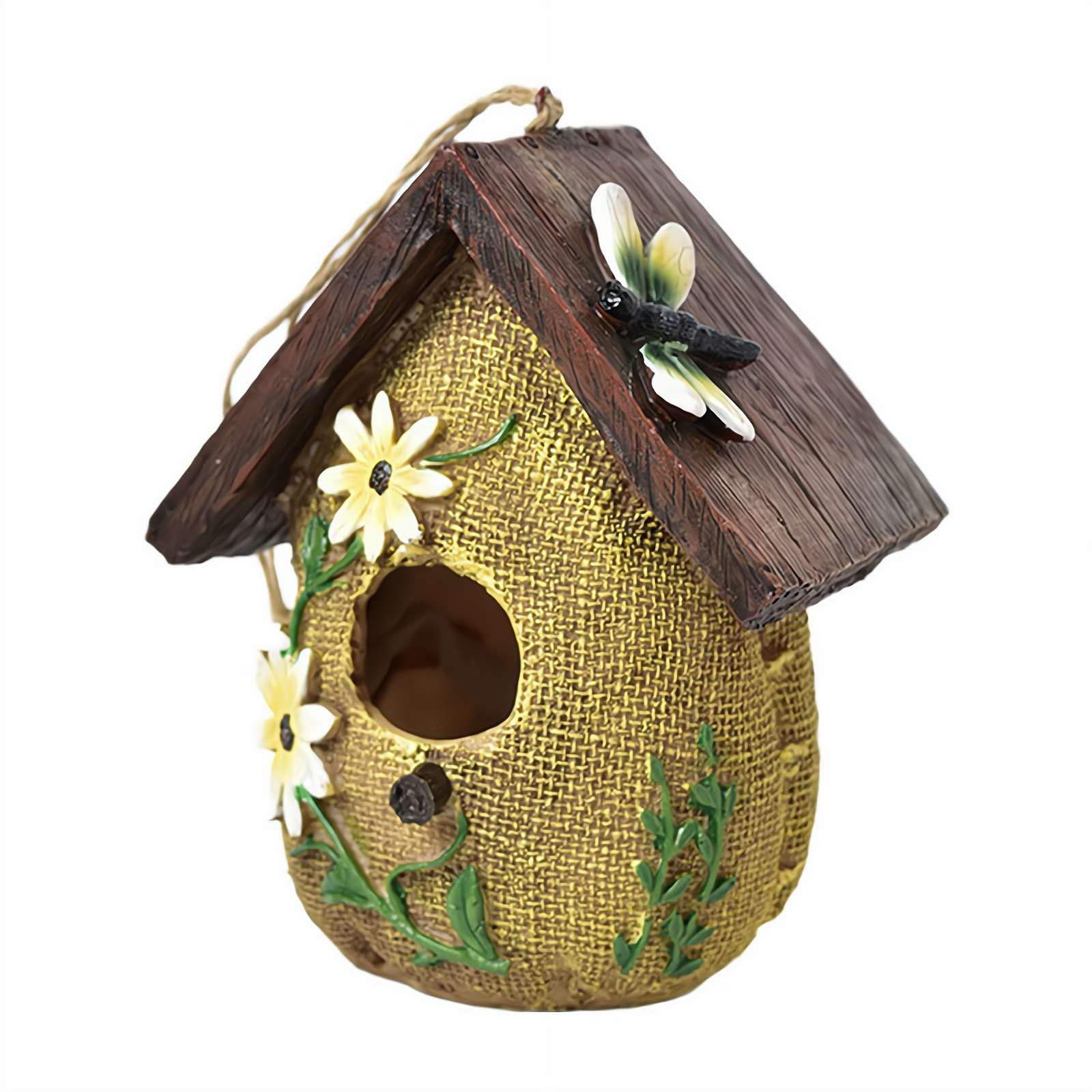 Bird Houses for Outside, 6inch Outdoor Hanging Bird Nests, Cute Resin Mini Birdhouse for Outdoor Patio Garden Decorative