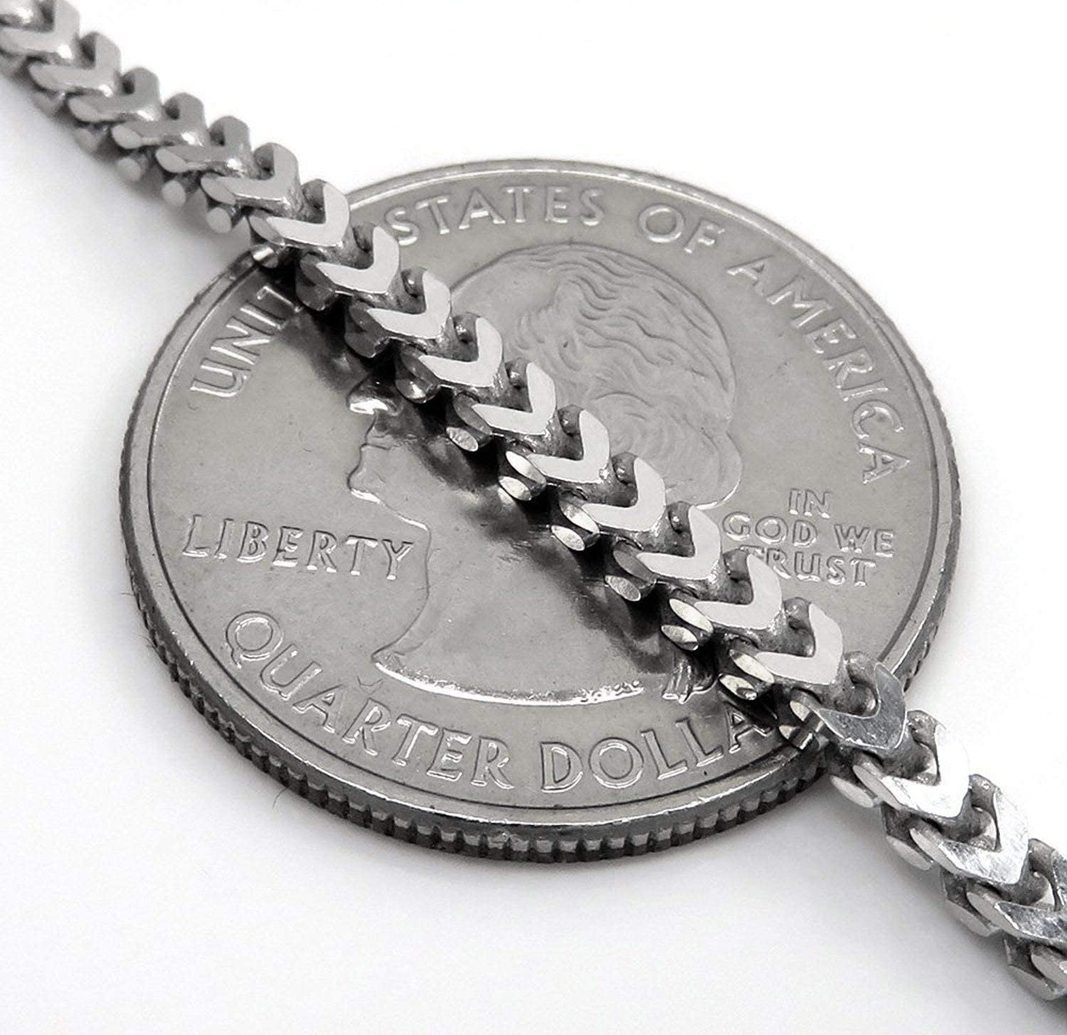 PORI JEWELERS Sterling Silver Italian 2.5mm, 3.5mm, 4.5mm Franco Square Box Link - Made in Italy - Available in Silver Color - Lengths 16"-30"