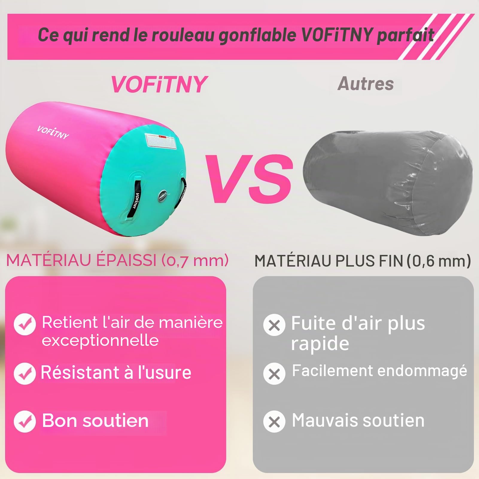 VOFiTNY - Équipement de gymnastique et culbute acrobatique gonflable, octogonale, rouleau de pédicure sans pompe