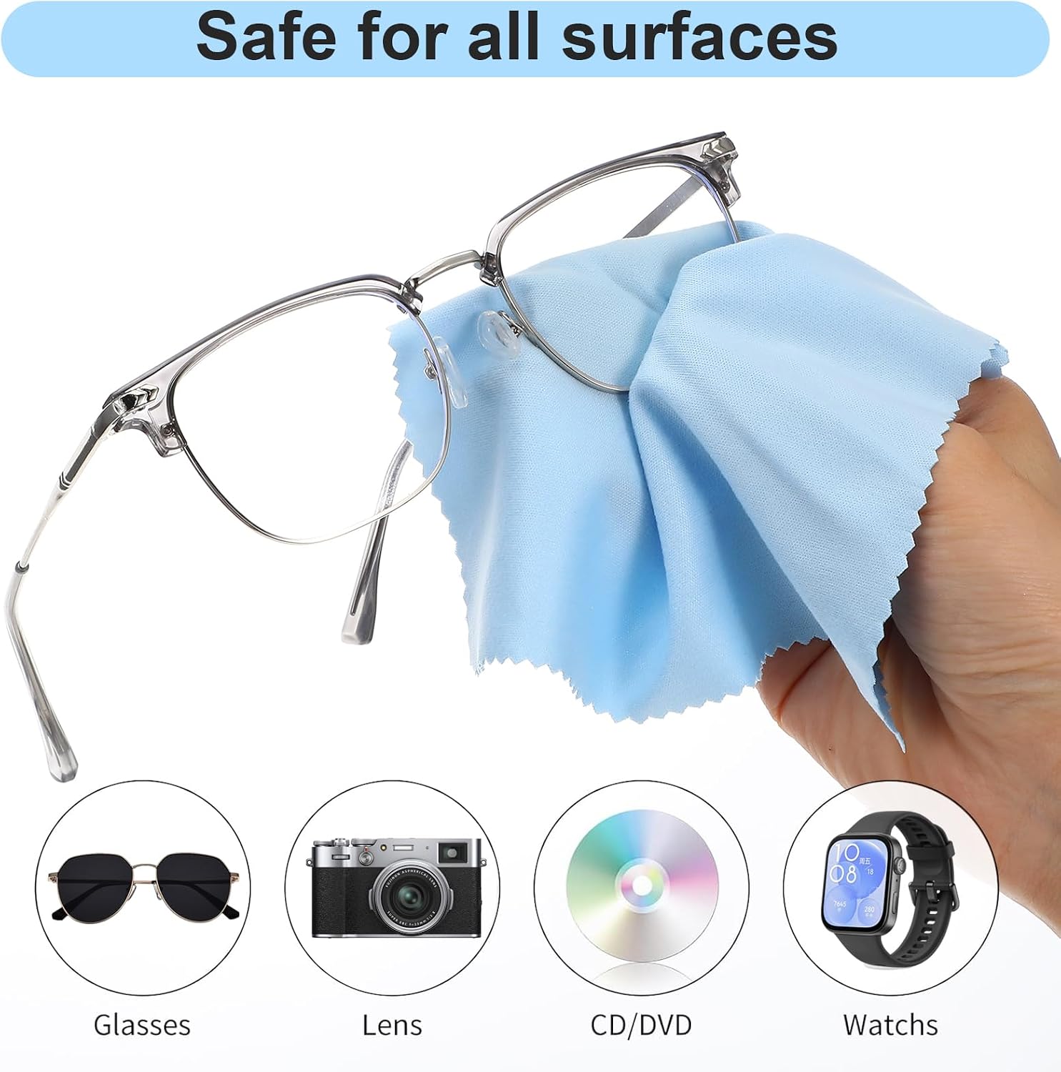 300 Pcs Glasses Cleaning Cloth Microfiber Glasses Wipes Assorted Colors Cloth for Cleaning Eyeglasses Camera Lens Cell Phones Laptops LCD TV Screens and More, 6 x 7 Inch(Mixed Color)