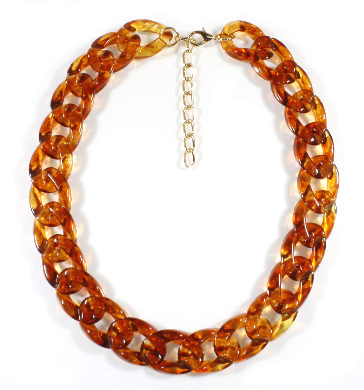 "Curb Appeal Tortoise Shell" Acrylic Curb Chain Necklace, 18-21 Inches