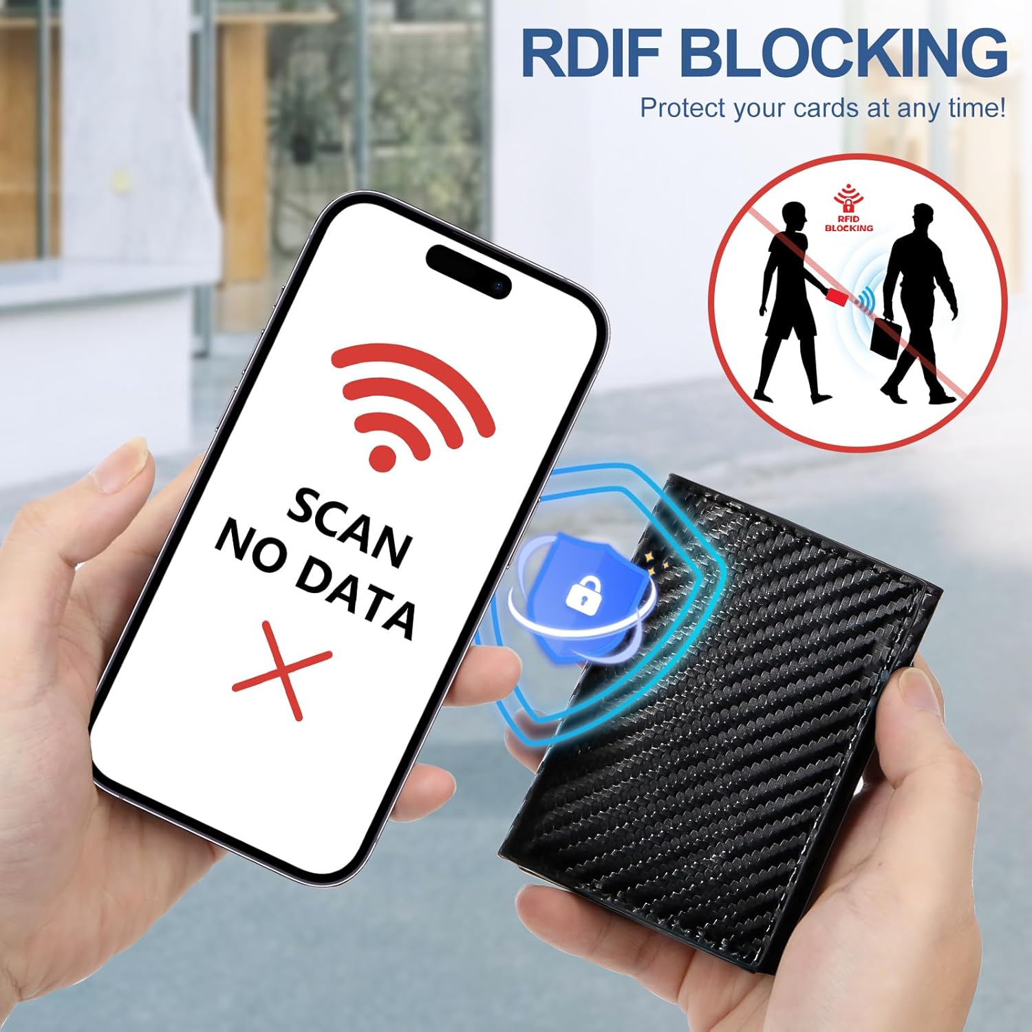 Designed for MagSafe Wallet Magnetic Card Holder,RFID Blocking Flip Trifold Leather Card Slots,Pop Up Wallet,Detachable,freely combinable,Fit For MagSafe Phone and Case-Carbon Black2025 - Image 3