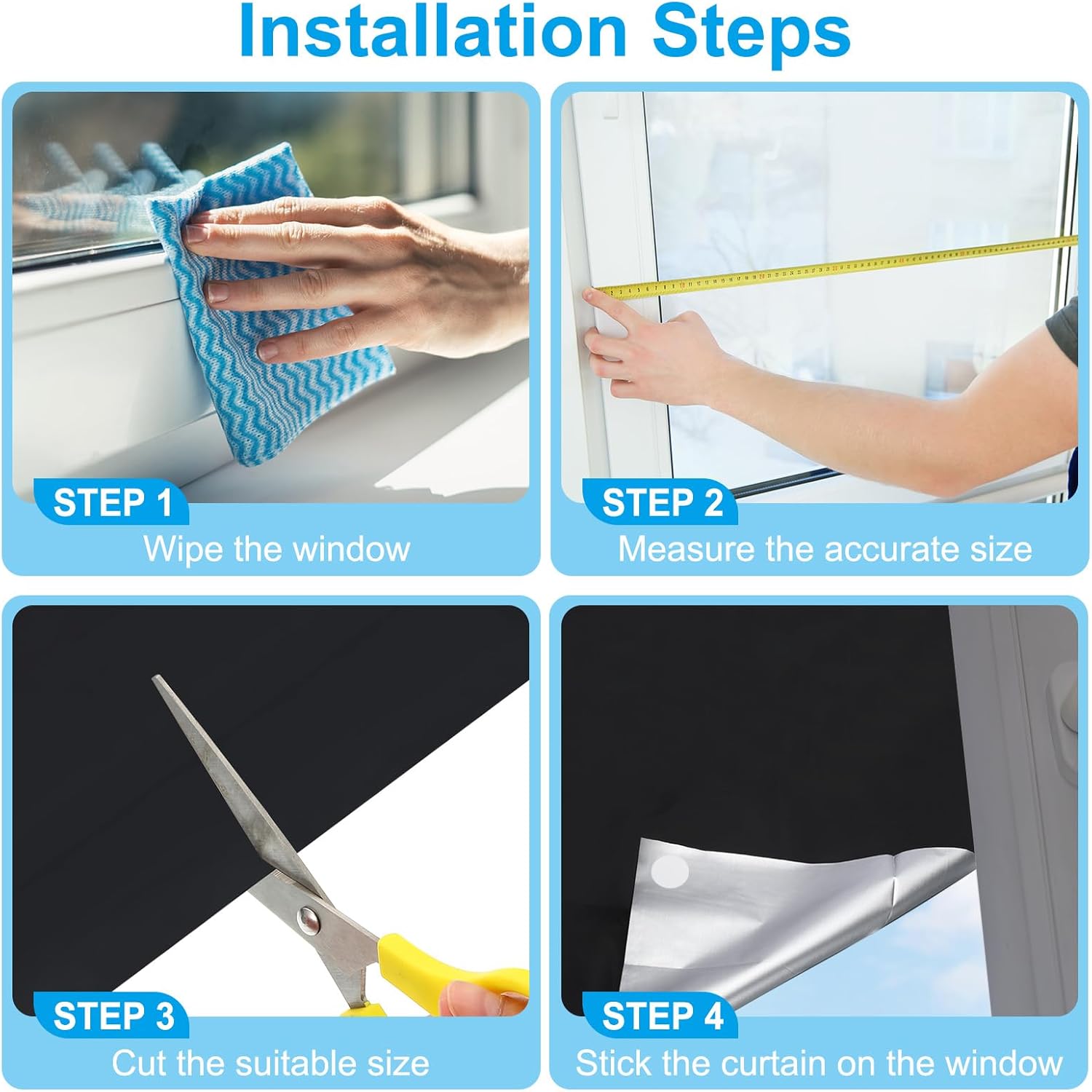 PATIKIL Portable Blackout Curtains, 118" x 57" 100% Blackout Blinds Temporary Blackout Shades with 15 Stick-on Tabs for Nursery Bedroom Travel Office