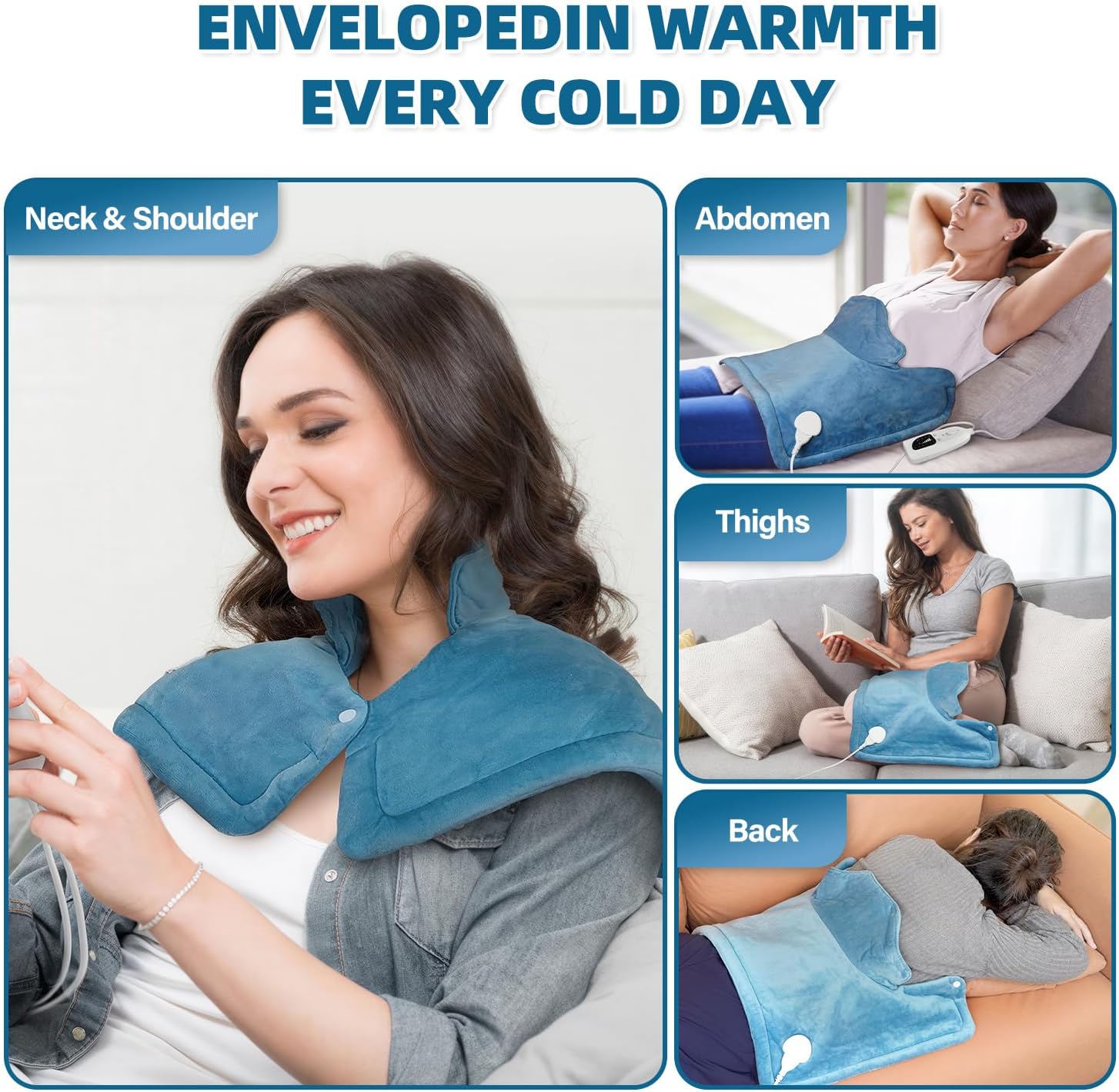 Heating Pad for Neck and Shoulders, Weighted Electric Neck Heating Pad for Back Pain Relief 6 Heat Settings 4 Timers Auto Off Birthday Christmas Gifts for Women Mom Men Dad