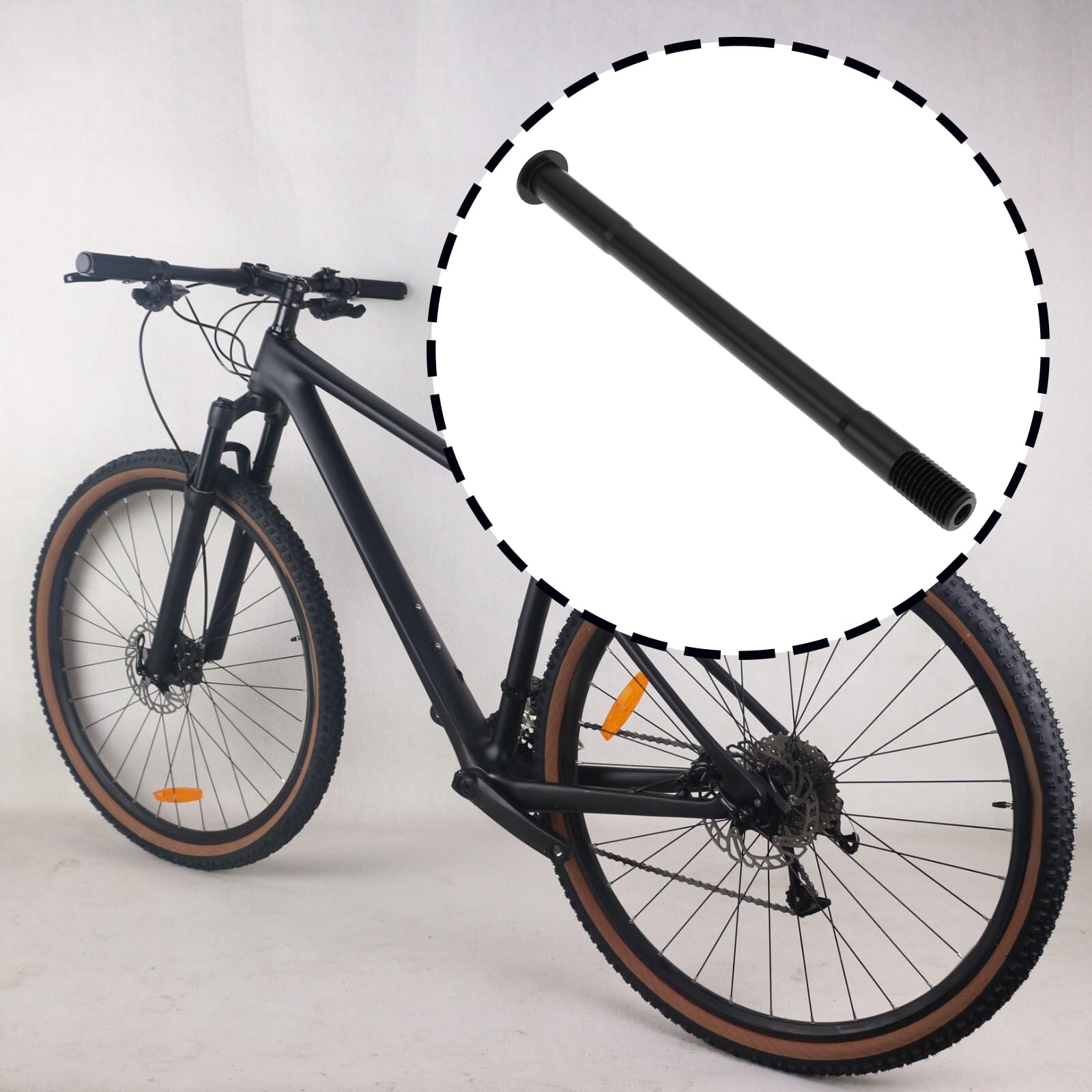 Oś tylna rowerowa M12x1.5 Długość 175mm Adapter aluminiowy do piasty rowerowej do rowerów górskich i szosowych, kolor czarny