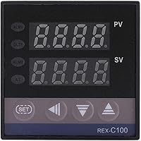 Vista 2 de Jeanoko Controlador de temperatura PID digital AC110V-240V, interruptor de control de temperatura de pantalla LED REX-C100, ampliamente aplicado a