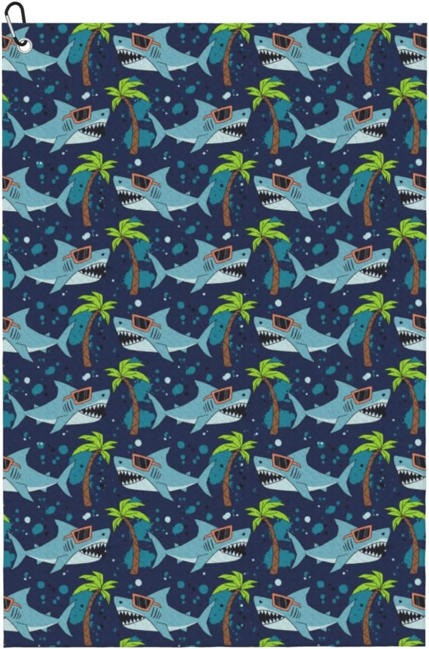 Cool Shark Golf Towel with Clip 16 x 24 Inch