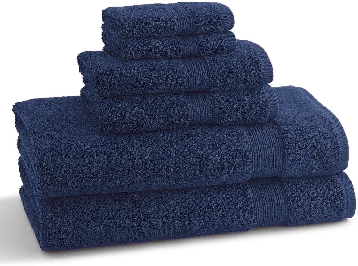 Kassatex Egyptian 6 Piece Bath Towel Set, 100 Twisted Yarn Egyptian Cotton 2 Bath