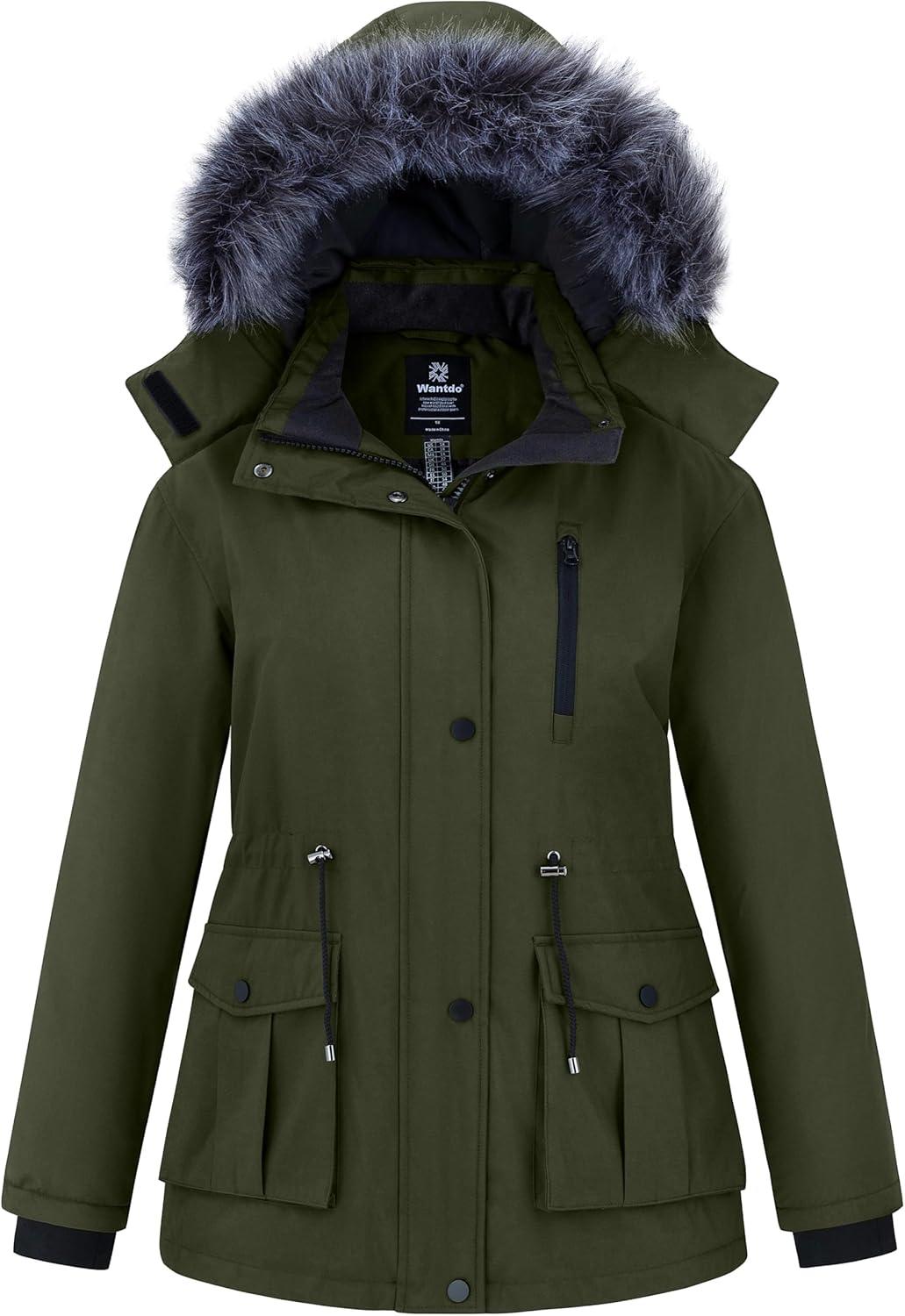 wantdo Women's Plus Size Winter Coat Waterproof Puffer Jacket Warm Thicken Parka with Removable Hood