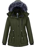 wantdo Women's Plus Size Winter Coat Waterproof Puffer Jacket Warm Thicken Parka with Removable Hood